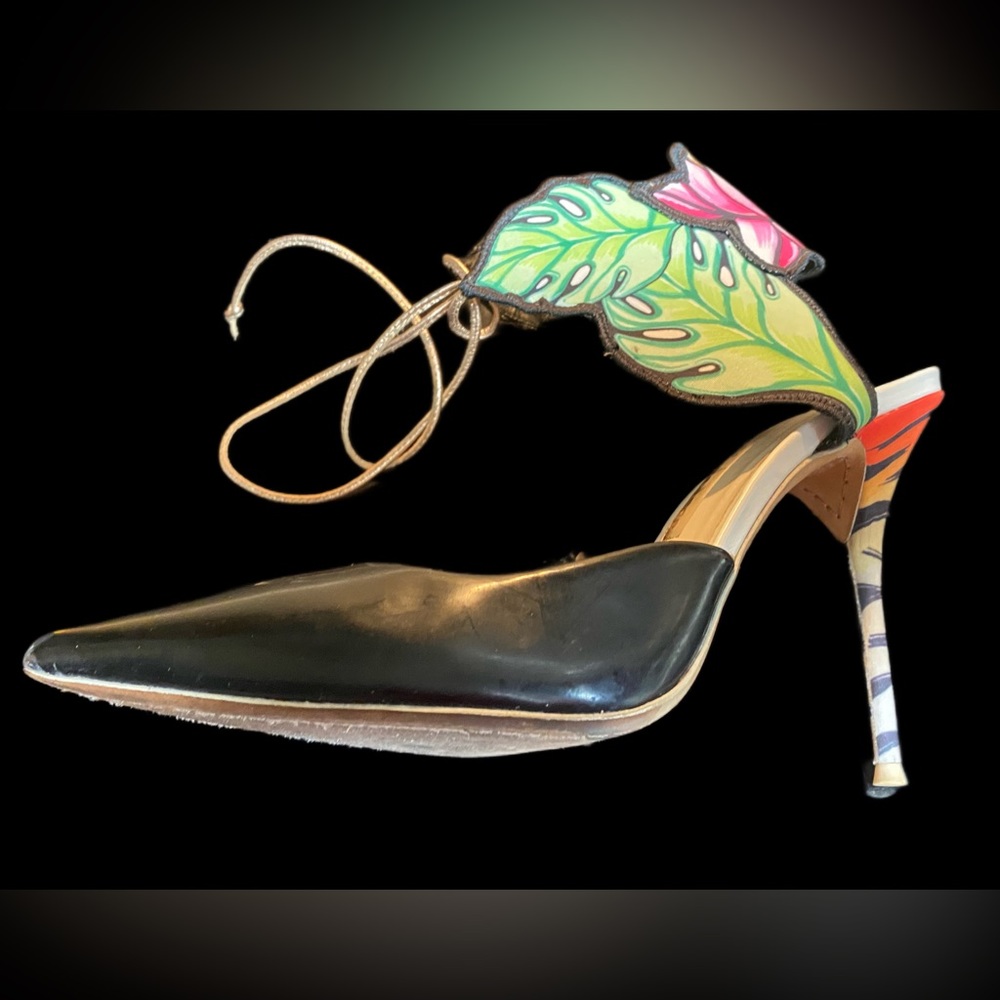 Sophia Webster Jungle Leaf and Flower Ankle Tie Heels - Picture 10 of 11